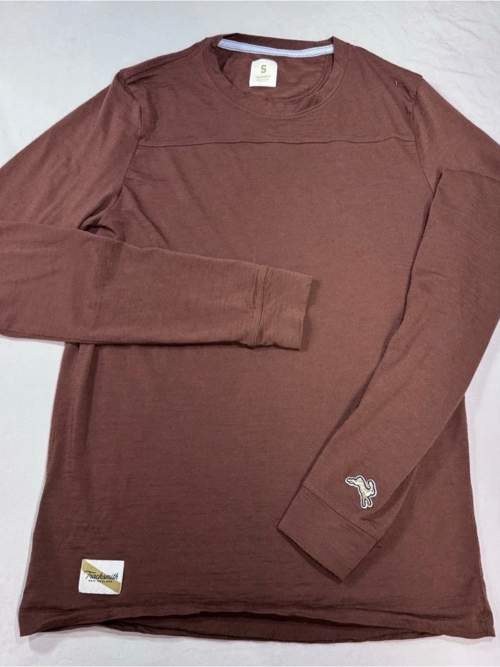 Tracksmith Men's Harrier Long Sleeve Shirt Rust Brown